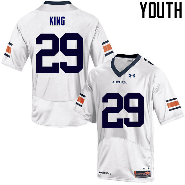 Youth Auburn Tigers #29 Brandon King College Football Jerseys Sale-White - Click Image to Close